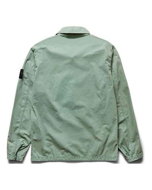 Stone Island Green Compass Patch Flap Pocket Shirt for men
