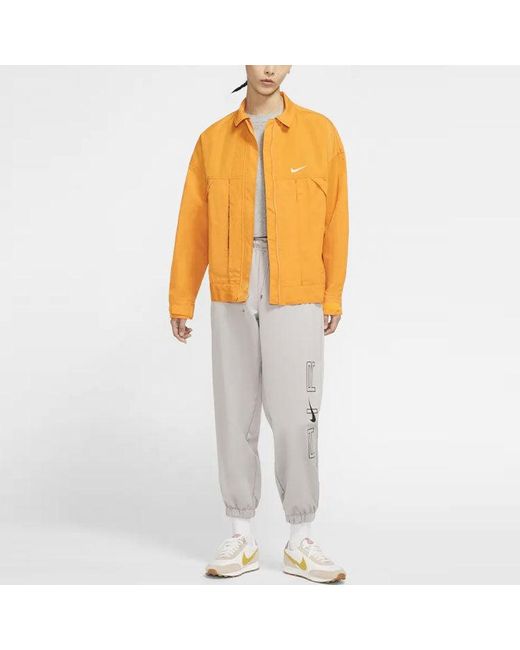 Nike Orange (Wmns) Sportswear Swoosh Back Logo Printing Woven Jacket