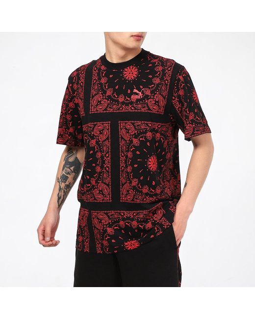 PUMA Red Ob All Over Print T-Shirt for men