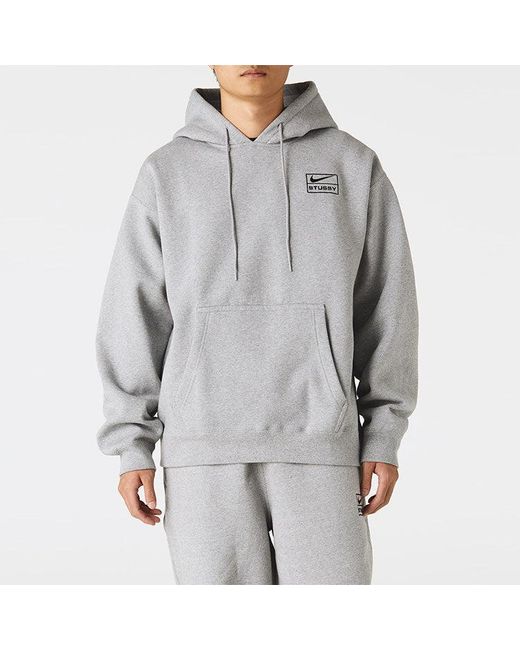 Nike Gray X Stussy Logo Hoodie for men