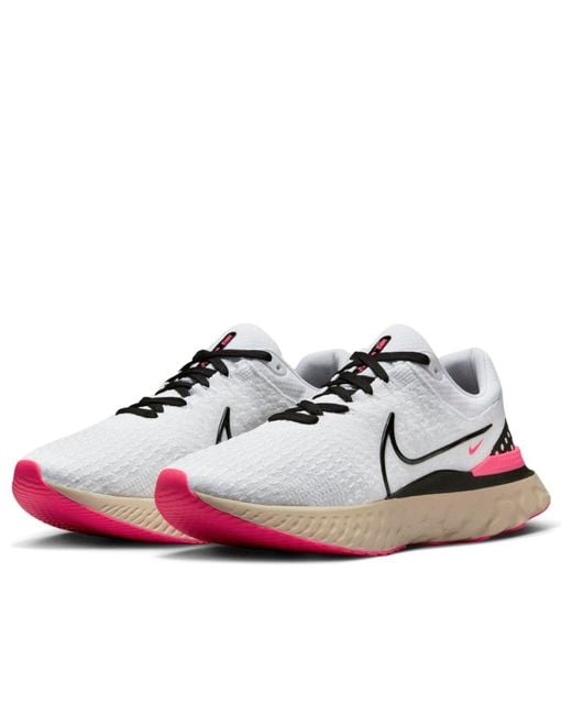 Nike White React Infinity Run Flyknit 3 Hyper' for men