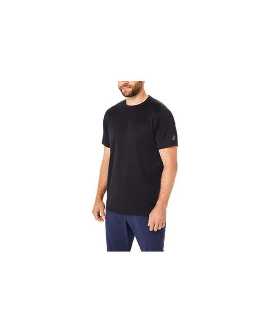 Asics Black Actibreeze Panel Jacquard Short Sleeved Top Asia Sizing 'Performance'