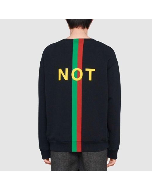 Gucci Black 'Fake/Not' Print Cotton Jersey Sweatshirt for men