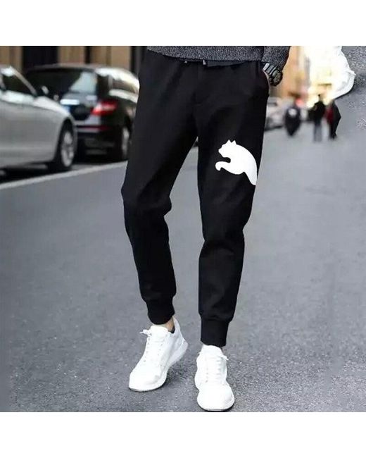 PUMA Black Big Logo Graphic Pants for men