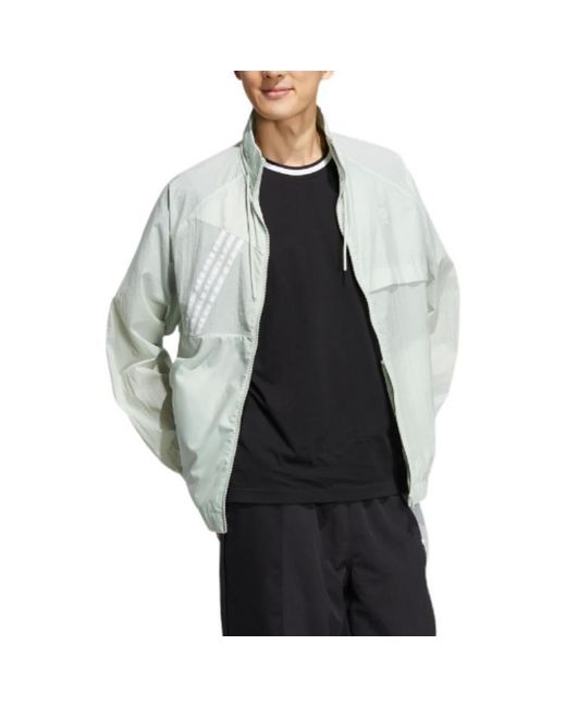 Adidas White Neo U Vbe Wb 3 Solid Color Stripe Sports Jacket for men