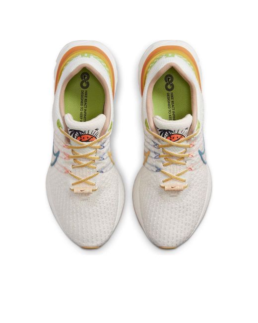 Nike White React Infinity 3 Road Running Shoes for men