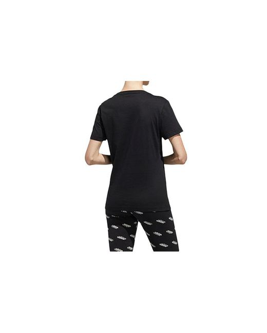 Adidas Black (Wmns) Alphabet Logo Printing Training Sports Short Sleeve