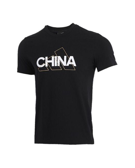 Adidas Black China Tee Casual Sports Round Neck Breathable Short Sleeve for men