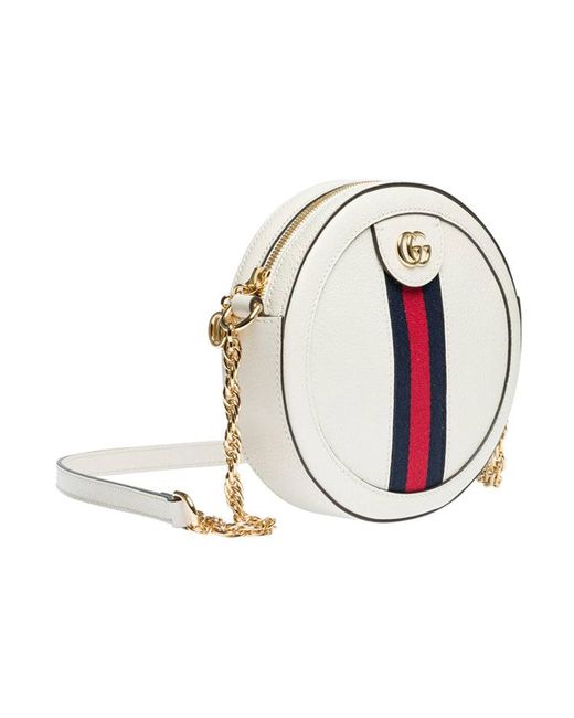 Gucci White (Wmns) Ophidia Logo Stripe Webbing Leather Chain Shoulder Messenger Bag Mini