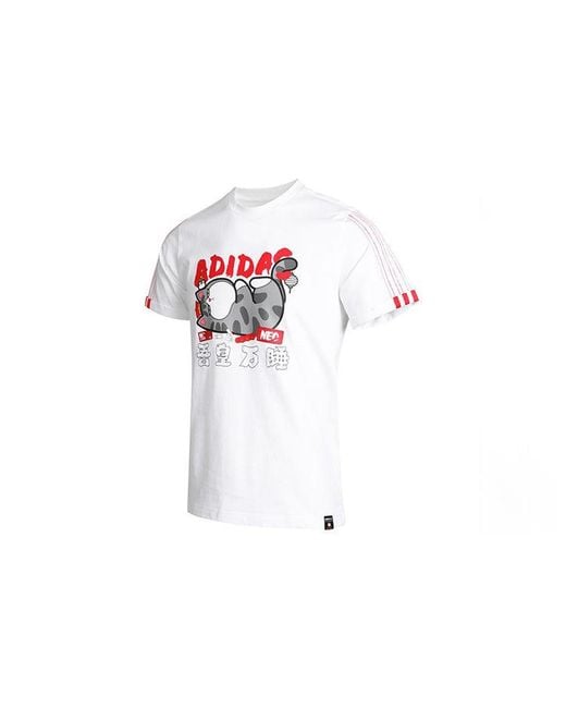 Adidas White Neo X Crossover M Cny Ww Tee Casual Sports Round Neck Short Sleeve for men