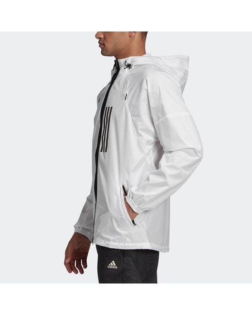 Adidas Blue W.N.D Windproof Breathable Hooded Track Jacket for men