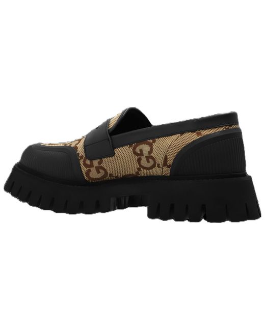 Gucci Black Novo Gg Jacquard Chunky Loafer Camel' for men