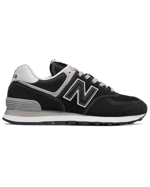 New Balance 574 In Black/white Suede/mesh | Lyst