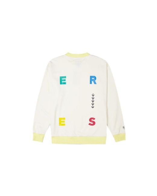 Converse White Sports Contrast Letter Print Crew Neck Sweatshirt for men