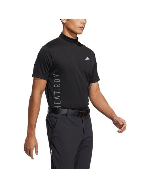 Adidas Black Colorblock Golf Sports Half Turtleneck Short Sleeve T-Shirt for men