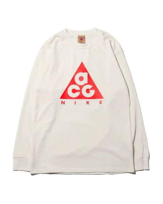 Nike White Acg Ls Tee Athleisure Casual Sports Pullover Long Sleeves for men