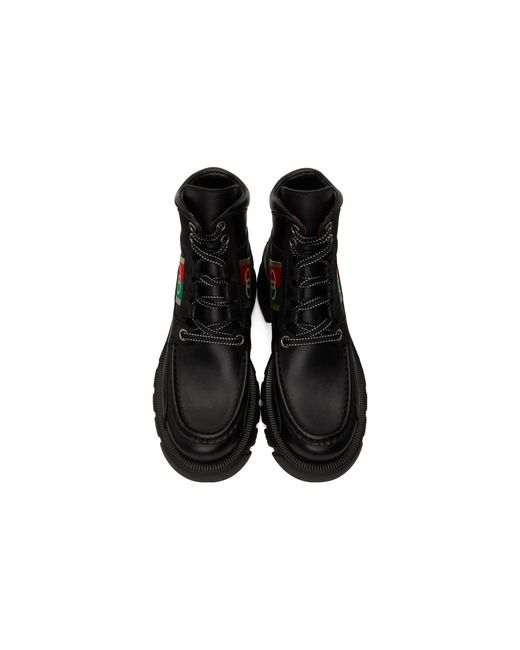 Gucci Black (Wmns) Interlocking Lace-Up Boots