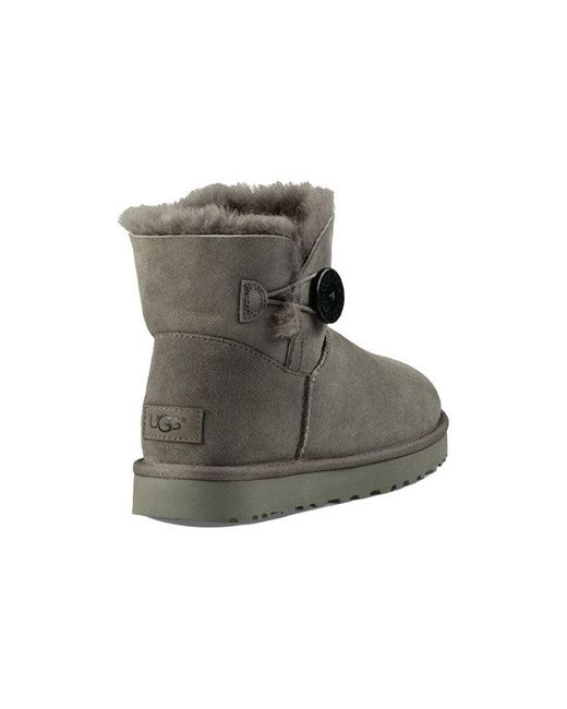 Ugg Gray (Wmns) Mini Bailey Button Ii Boot Fleece Lined