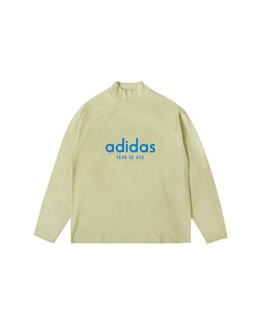Adidas Green X Fear Of God Crossover Alphabet Logo Round Neck Long Sleeves Autumn T-Shirt for men