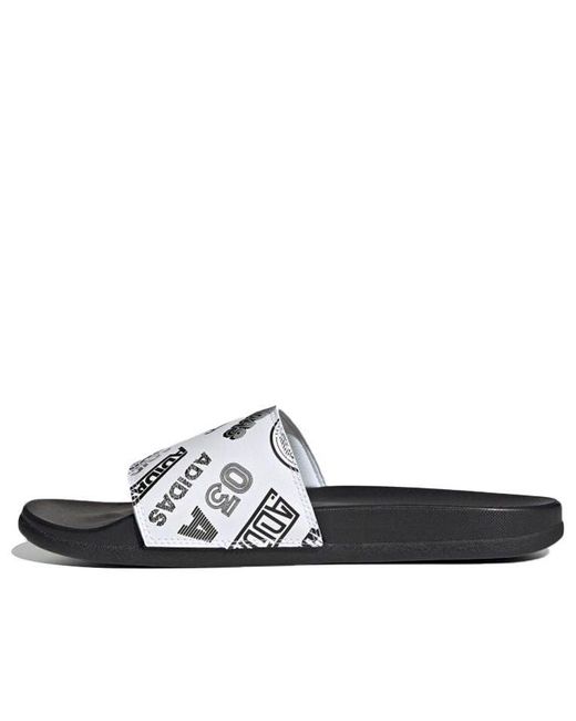 Adidas Black Adilette Comfort Slide 'All Over Logos for men