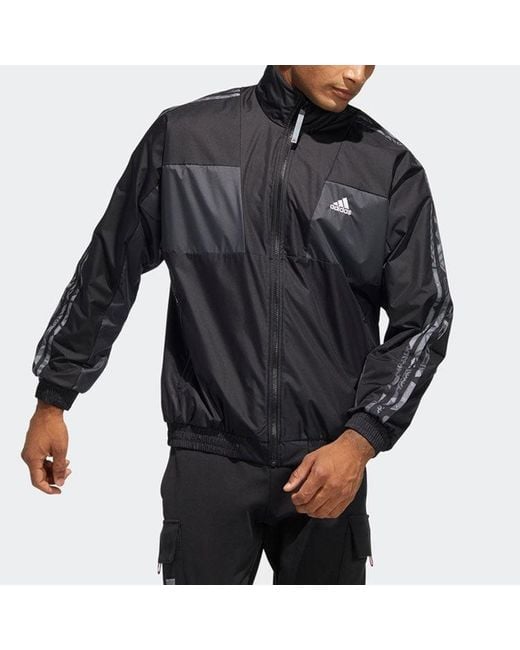 Adidas Black Limited Reversible Fleece Lined Colorblock Stand Collar Logo Jacket for men