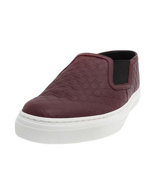 Gucci Red Microssima Pattern Leather Slip On 'Strong' for men