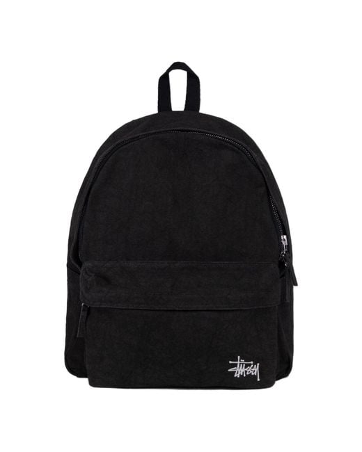 Stussy Black Canvas Backpack for men