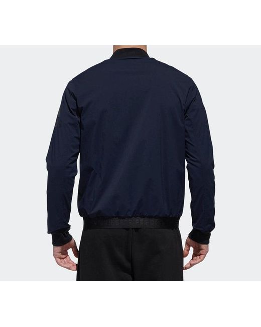 Adidas Blue Logo Printing Baseball Aviator Jacket for men