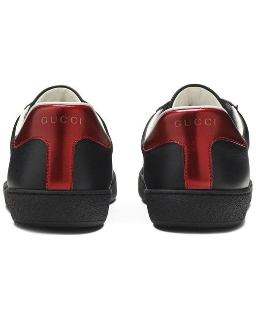 Gucci Black 523469 Ace Shoes Calf-skin Leather Casual Sneakers (GGM1715) for men