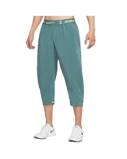 Nike Green Sport Clash Casual Fitness Training Sports Cropped Pants/Trousers for men