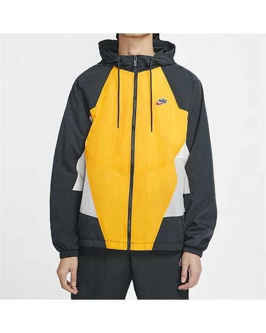 Nike Yellow Sportswear Heritage Windrunner Hooded Woven Jacket for men