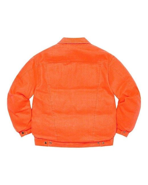 Supreme Orange X Schott Canvas Down Trucker Jacket for men