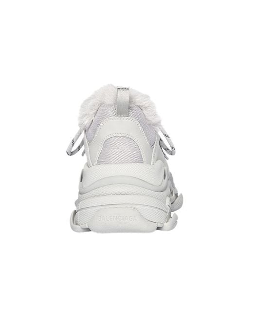 Balenciaga White (Wmns) Triple S Sneaker 'Faux Fur