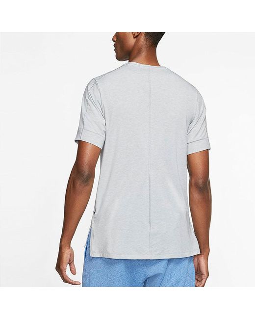 Nike White Yoga Dri-Fit Sports Quick Dry Short Sleeve Smoke for men