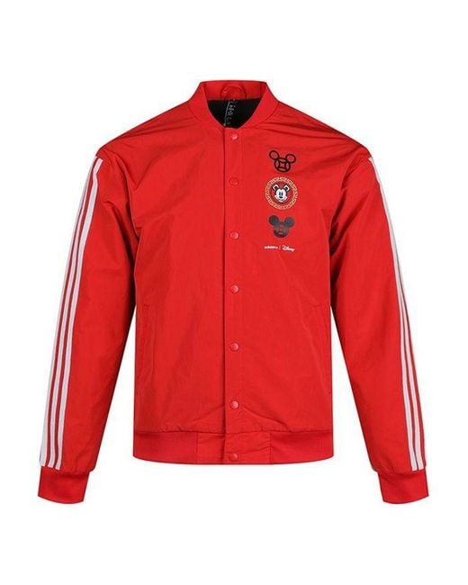 Adidas Red Neo X Disney Crossover Printing Casual Sports Jacket for men