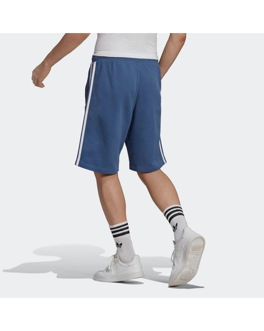 Adidas Blue Originals 3-Stripes Logo Embroidered Sports Shorts for men