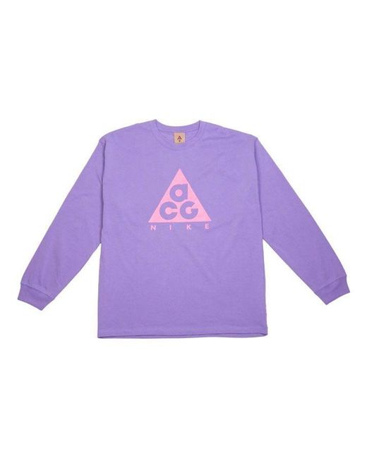 Nike Purple Nrg Acg Ls Tee Casual Sports Round Neck Pullover Space for men