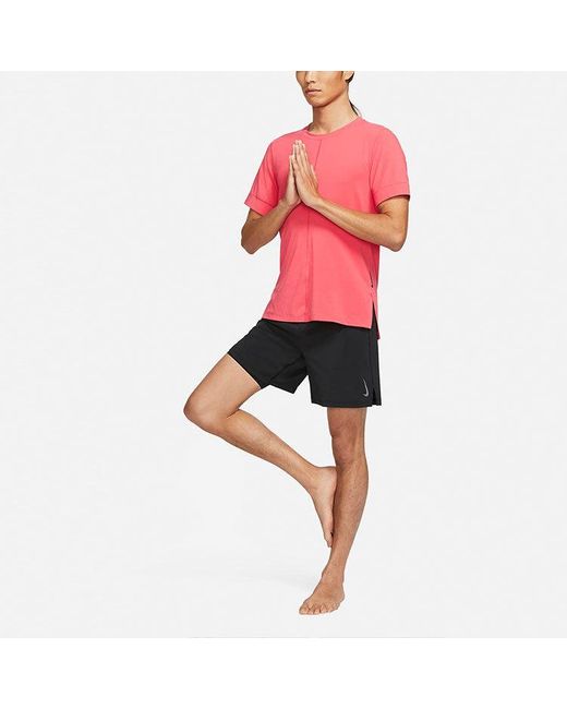 Nike Pink Yoga Dri-Fit Sports Quick Dry Short Sleeve Light for men