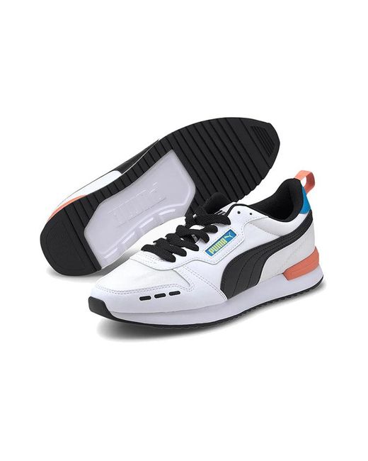 PUMA White R78 Neon Low Running Shoes for men