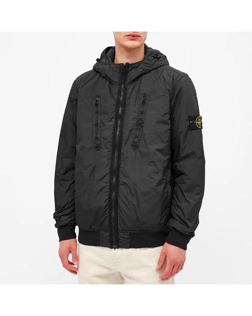 Stone Island Black Crinkle Reps Pocket Detail Down Jacket for men
