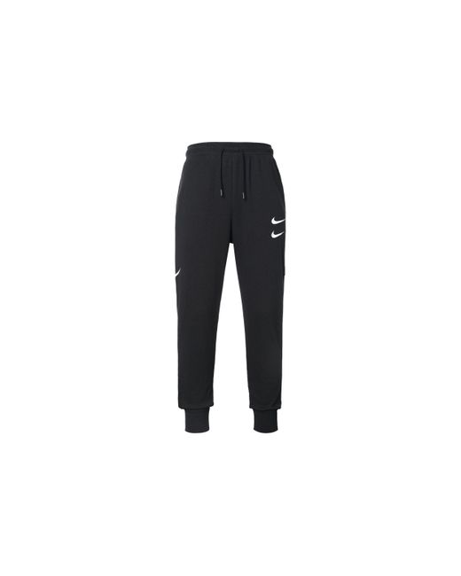 Nike Black Swoosh Embroidered Double- Hook Casual Sports Pants for men