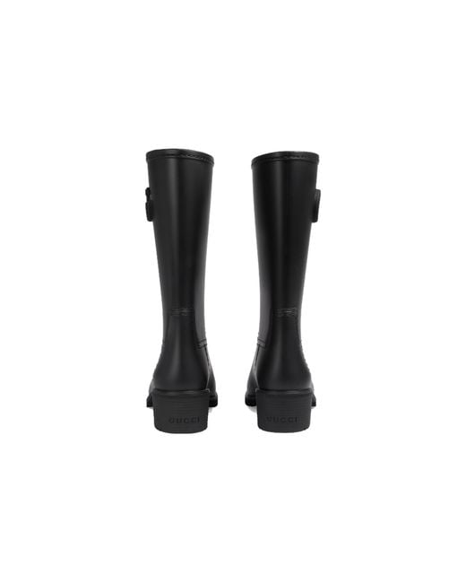 Gucci Black Rubber Rain Boots