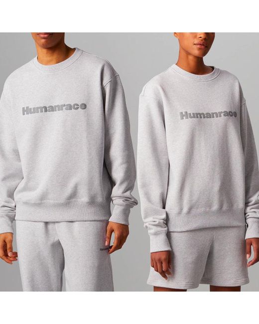 Adidas Originals X Pharrell Williams Crossover Casual Breathable Solid Color Round Neck Pullover Long Sleeves Gray for men