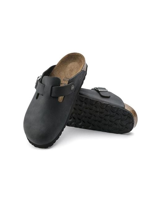 Birkenstock Black Boston Regular 'Oiled Leather' for men