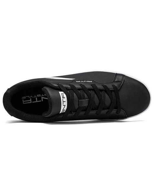 Anta Black Leather Skateboarding Shoes for men