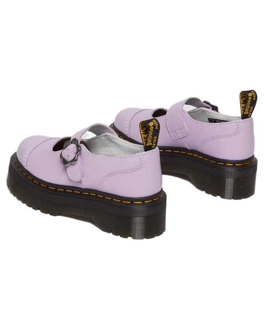 Dr. Martens Purple (Wmns) Addina Flower Buckle Leather Platform Shoes 'Lilac'