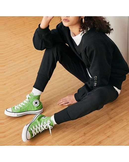 Converse Black (Wmns) Solid Color Loose Knit V Neck Hoodie