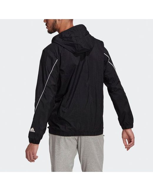 Adidas Black M Favs Q1 Wb Large Logo Printing Sports Hooded Jacket for men