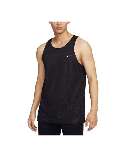 Nike Black Dri-Fit Studio '72 Reversible Allover Print Training Tank Top for men