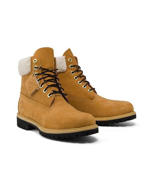 Timberland Brown (Wmns) 6 Inch Premium Shearling Boots 'Wheat Nubuck'